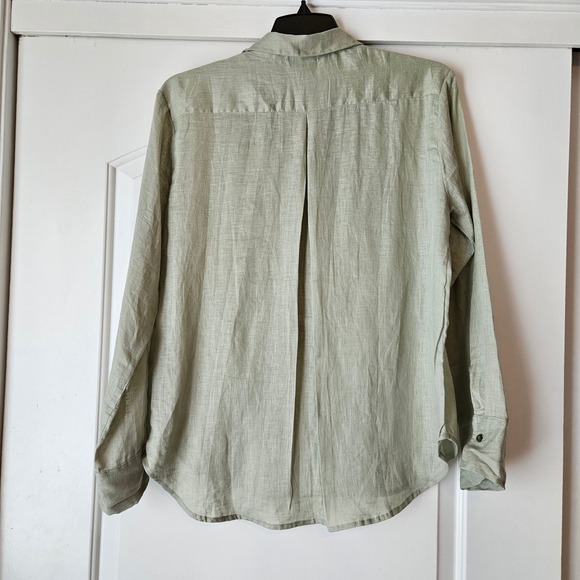 MIKOH 100% Linen Sage Green Button Up Size 1 Beachy Old Money Coastal Grandma - Picture 2 of 8